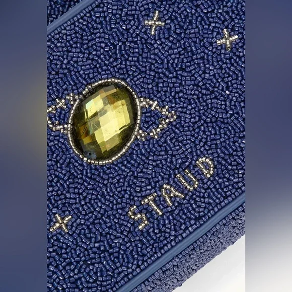 🌺🎉HP🎉🌺 NWT Staud Beaded Tommy Shoulder Bag Navy Celestial 🌟 Rare 🌟 - Picture 15 of 16